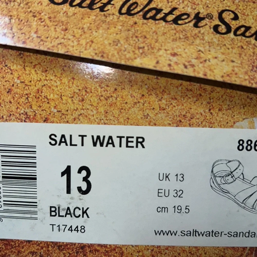 AUTH NIB Salt Water the Original Sandal Toddler Little Kids BLACK